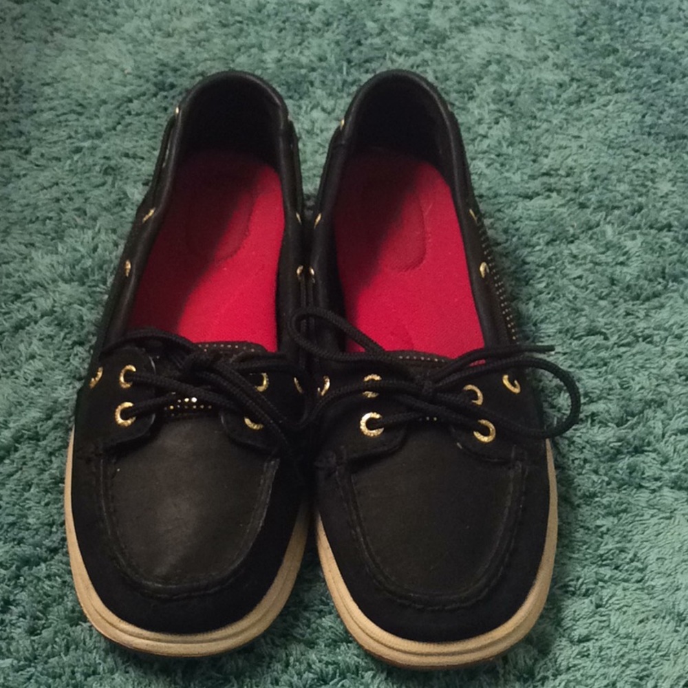 Sperry Top Sider Black & Gold Boat Shoes
